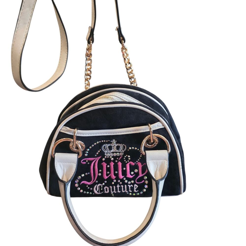 Juicy Couture Dreamy Juicy Satchel Bowler Bag Black Pink Crossbody Purse